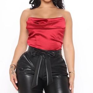Fashion Nova red satin corset Jami